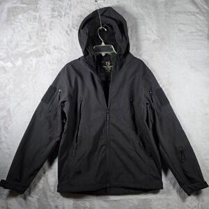 Free Soldier Tactical Softshell Jacket Mens Medium Black Fleece Lined Hooded